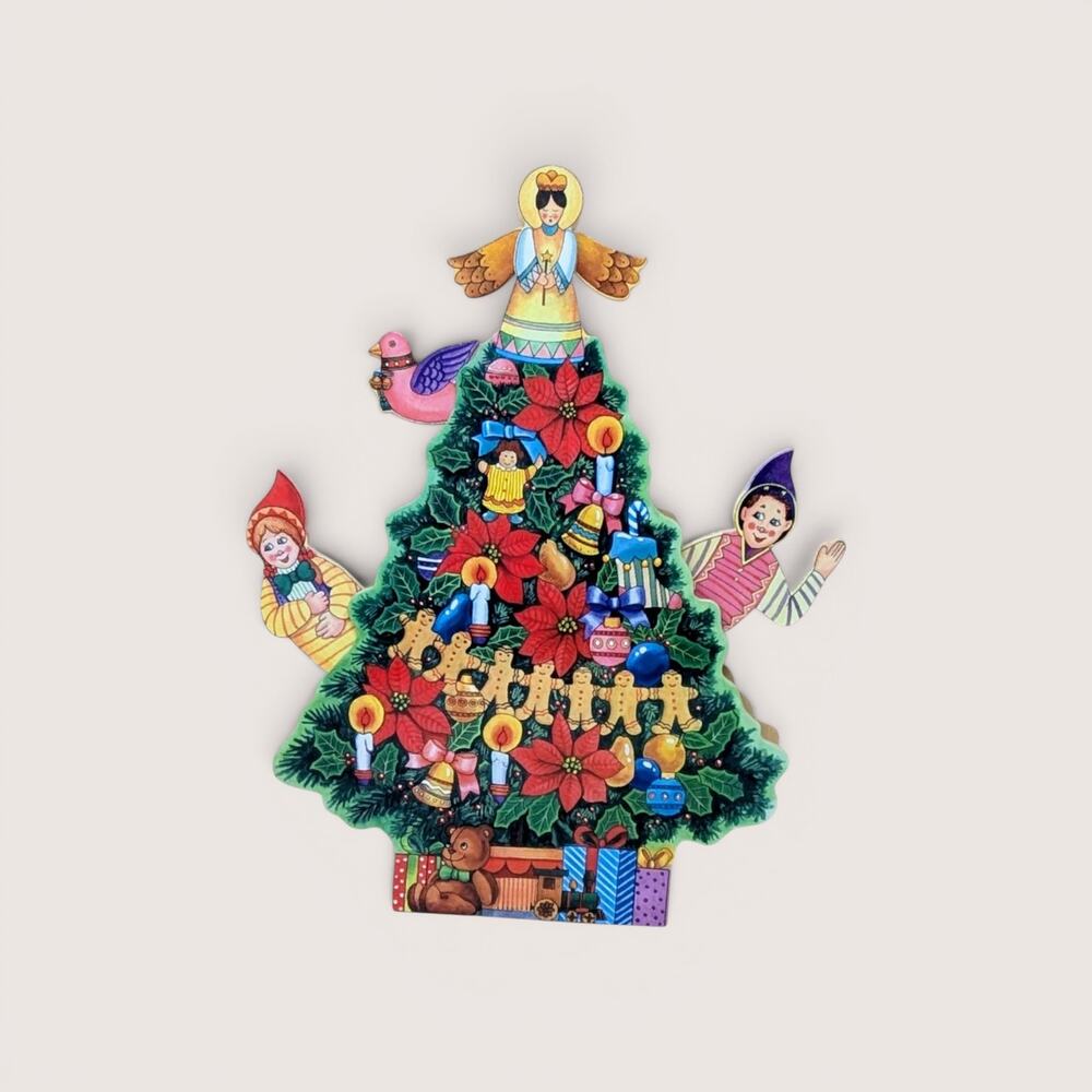 1980s Vintage Wooden Animated Christmas Tree Music Box